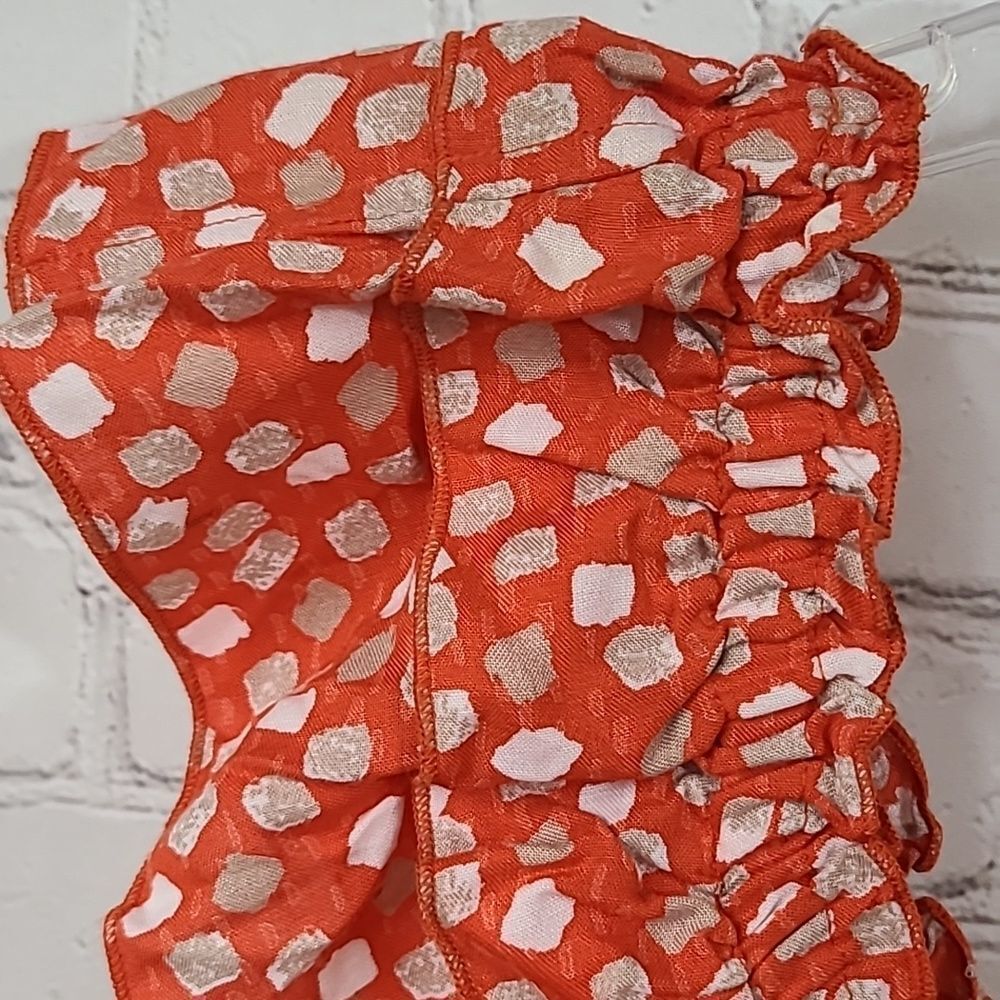 Lane Bryant One Shoulder Dress 26W Orange Confetti Ruffle Plus Size Midi Outfit - Picture 5 of 10